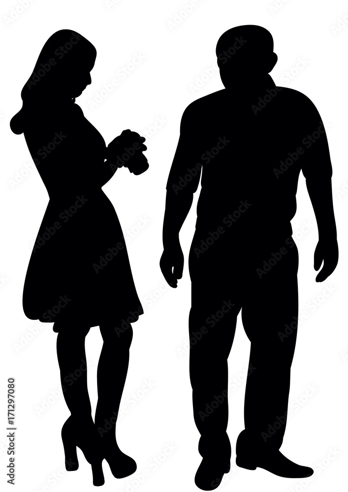 silhouette people stand talking silhouette people stand talking