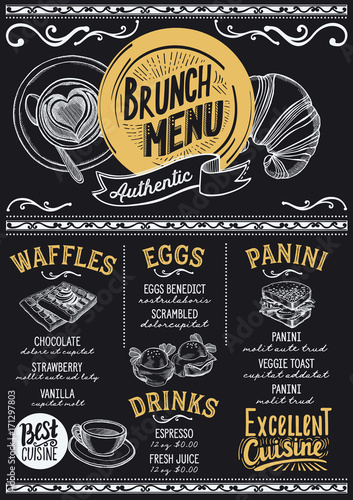 Brunch menu restaurant, food template.