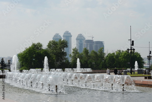 Fountain in Victory Park on Poklonnaya Hill in Moscow.