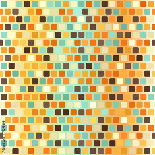 Glowing vintage rounded square background. Seamless vector pattern