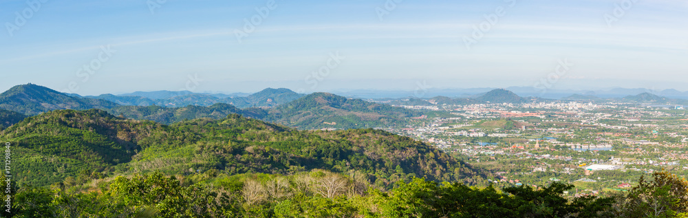 Panoramic view from the hill Big Buddha in Phuket Thailand
