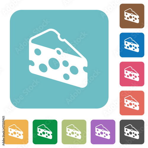 Sclice of cheese rounded square flat icons photo