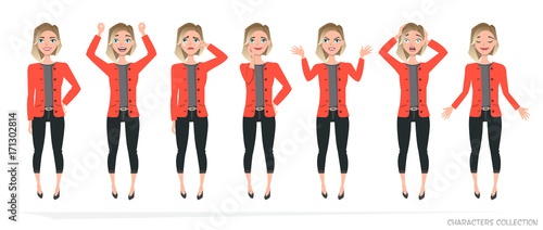 Set of emotions for business woman.