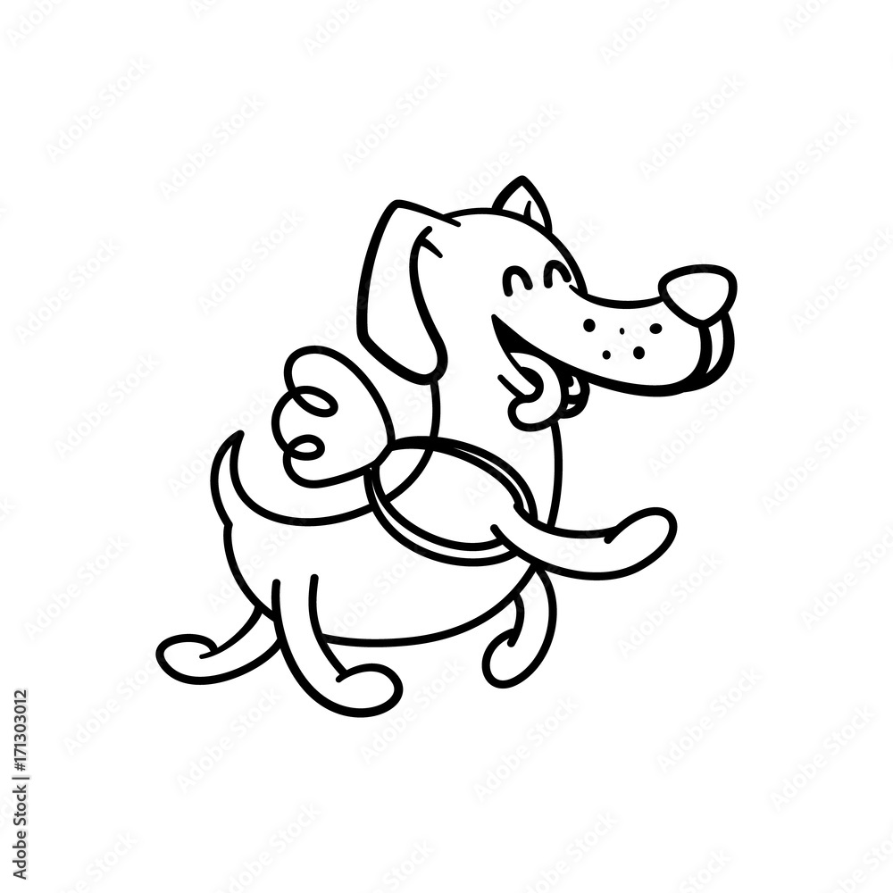 happy dog flies on the wings, illustration coloring pages for children happy dog flies on the wings, illustration coloring pages for children
