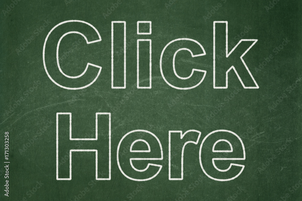 Obraz premium Web development concept: Click Here on chalkboard background