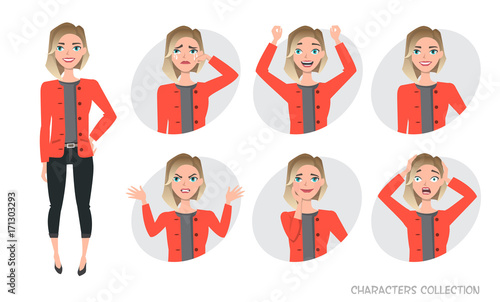 Set of emotions for business woman.