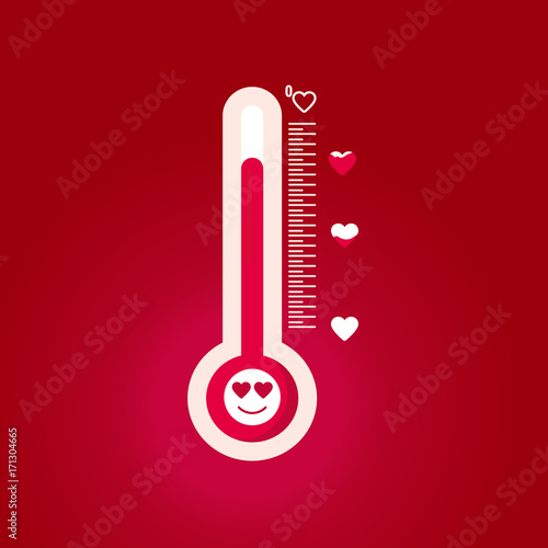 Flat temperature love /  Valentines Day element vector illustration