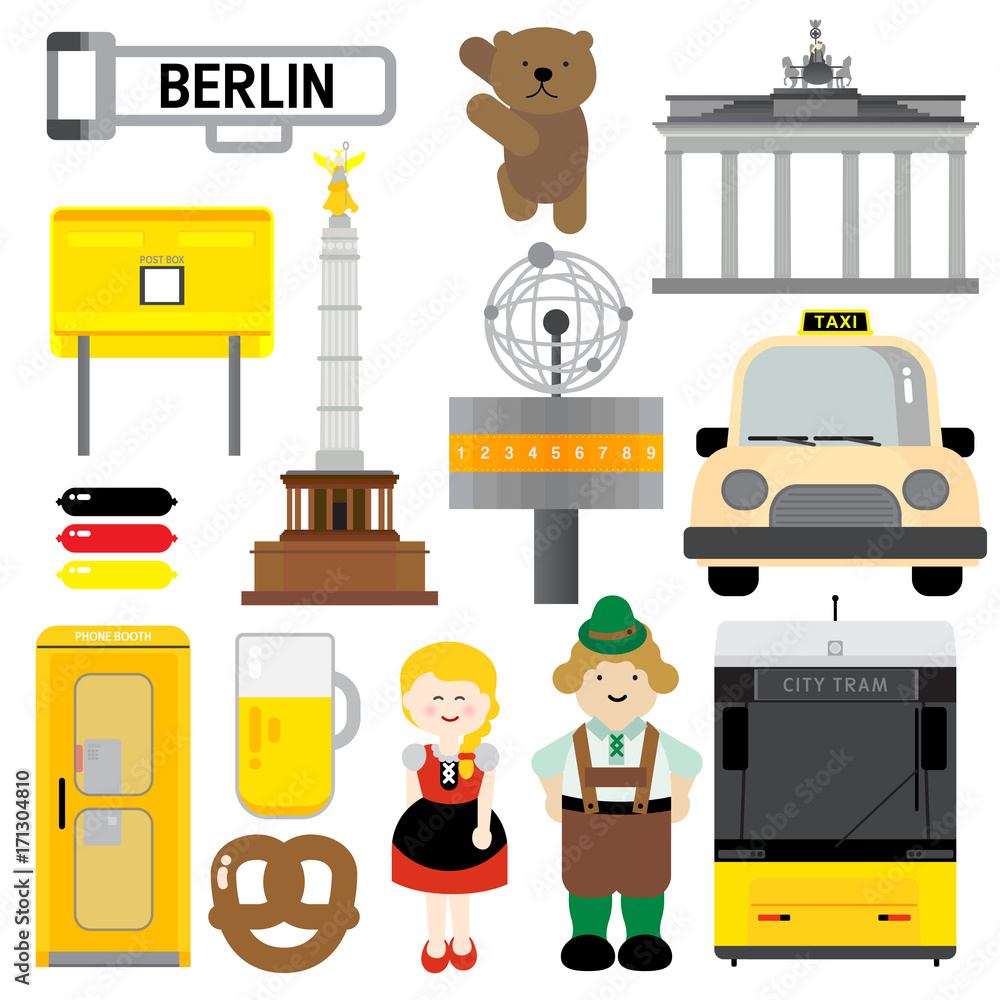 Fototapeta premium BERLIN Berlin, destination city in Europe. Place, transportation or people are illustrated in color and simple graphic.