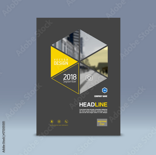 Cover design, corporate brochure template, magazine and flyer layout. Annual report. Geometric and polygonal objects. Vector illustration.