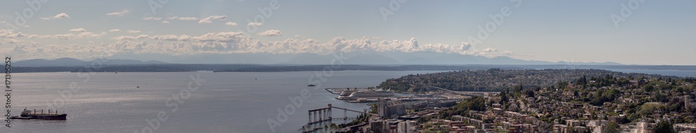 Panorama of Seattle and Mountain Range
