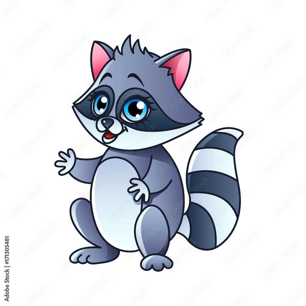 Cartoon raccoon isolated vector illustration