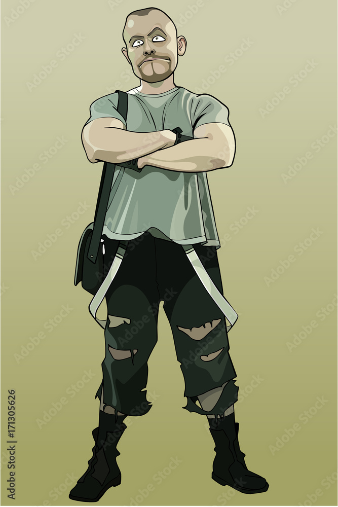 cartoon man standing with arms crossed on chest Stock Vector Adobe Stock