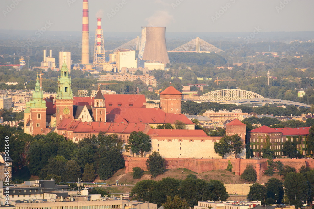 Miasto Kraków, panorama widziana z Kopca Kościuszki