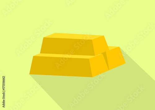 a gold golden bar stack with flat style and long shadow background