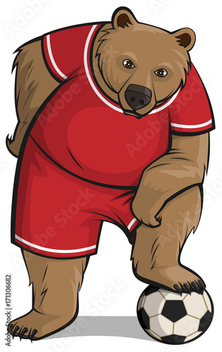 Bear athlete stepped foot on soccer ball