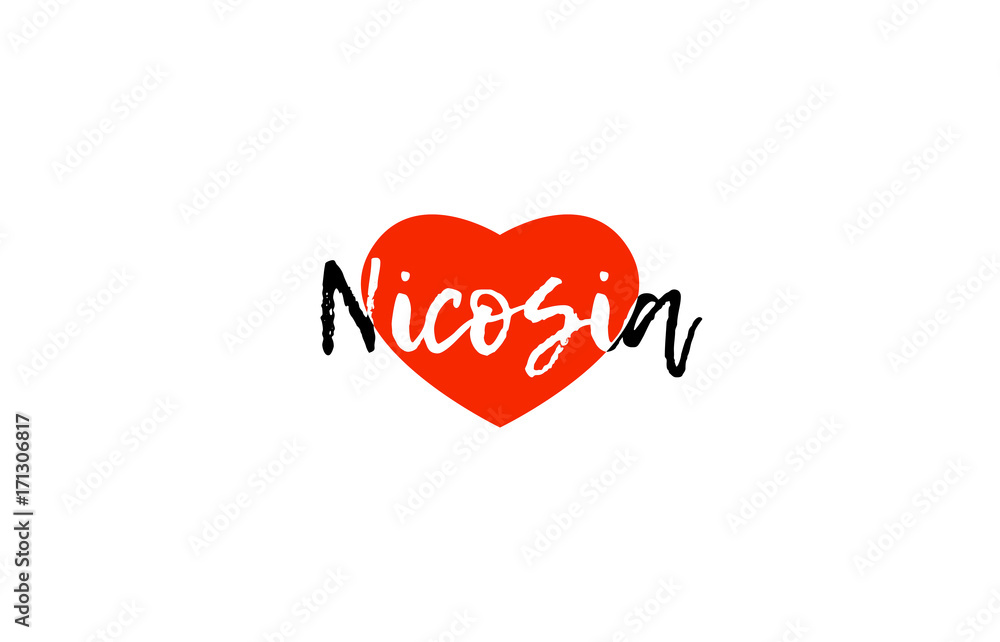 European capital city nicosia love heart text logo design