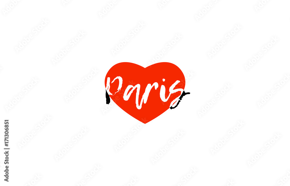 European capital city paris love heart text logo design European capital city paris love heart text logo design