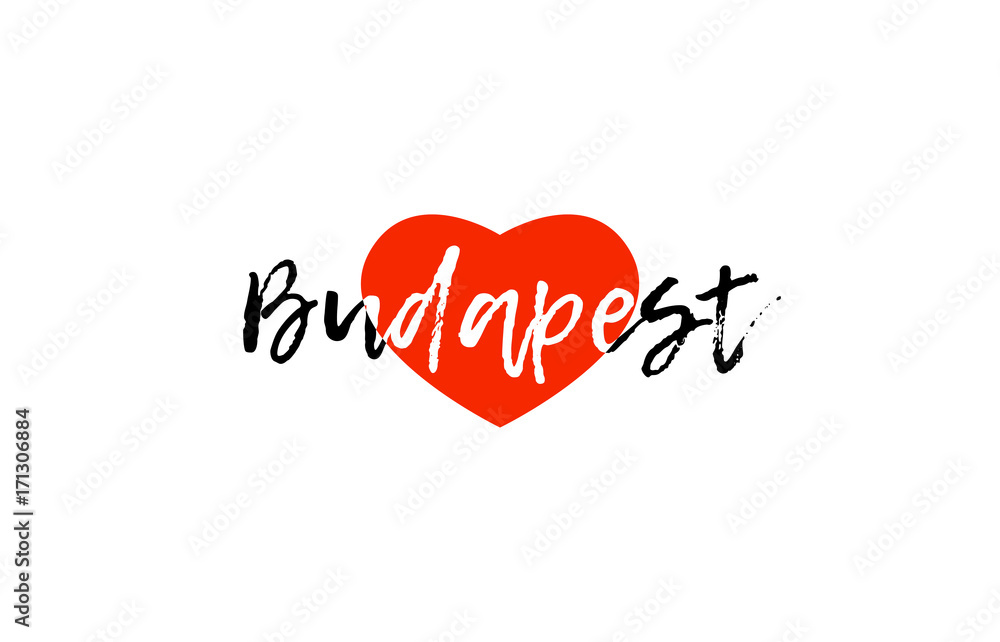 European capital city budapest love heart text logo design