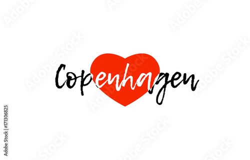European capital city copenhagen love heart text logo design