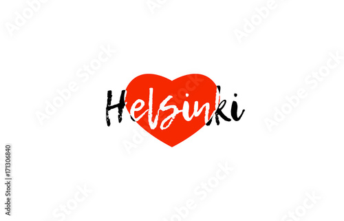 European capital city helsinki love heart text logo design