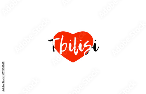 European capital city tbilisi love heart text logo design