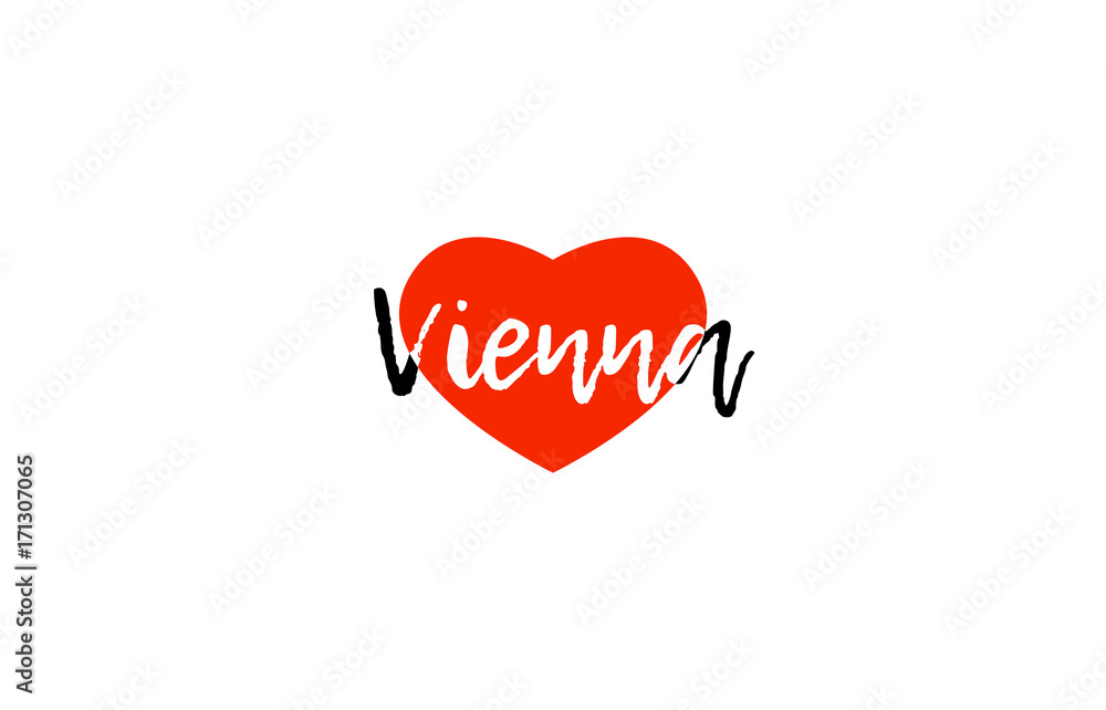 European capital city vienna love heart text logo design
