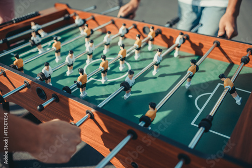 people playing table football photo