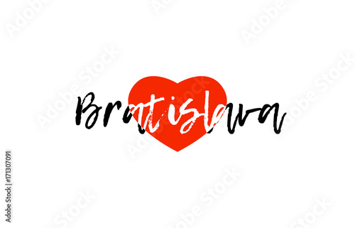 Photography European capital city bratislava love heart text logo design