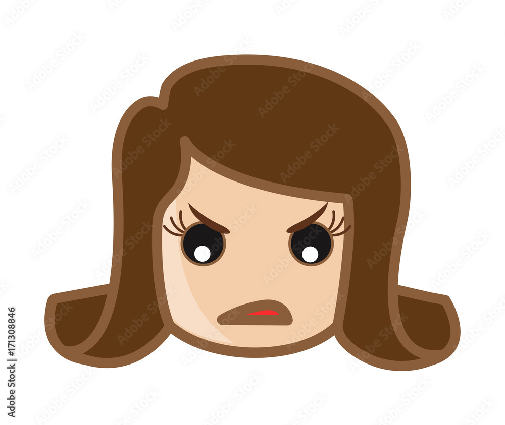 Fototapeta premium Irritated Cartoon Girl Face