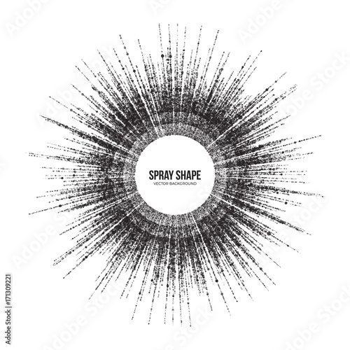Radial Scatter Abstract Vector Round Particles on White Background. Exploding Effect. Hand Made Texture Grunge Art Illustration