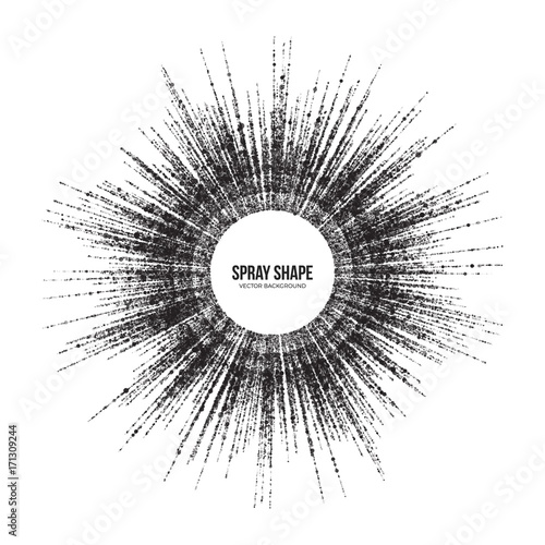 Radial Scatter Abstract Vector Round Particles on White Background. Exploding Effect. Hand Made Texture Grunge Art Illustration