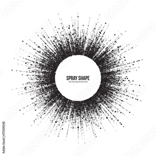 Radial Scatter Abstract Vector Round Particles on White Background. Exploding Effect. Hand Made Texture Grunge Art Illustration