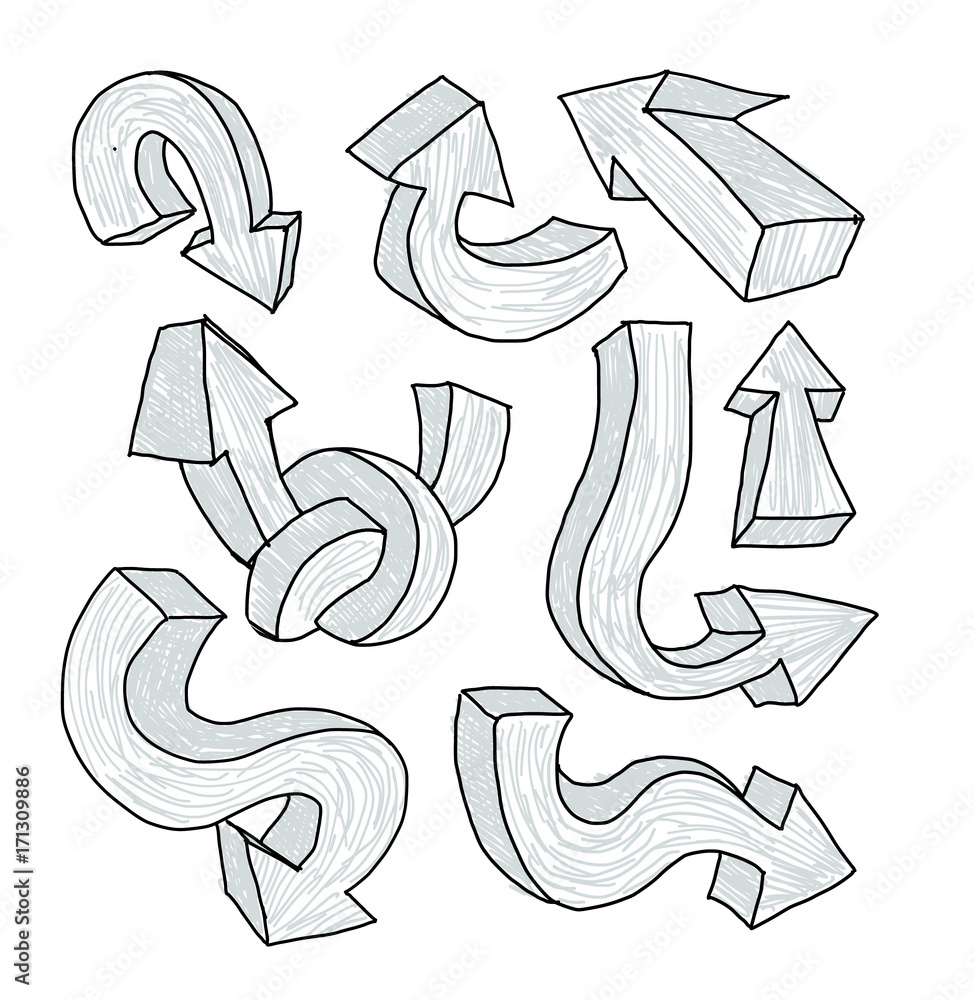 Set of arrows, hand drawn vector illustration.
