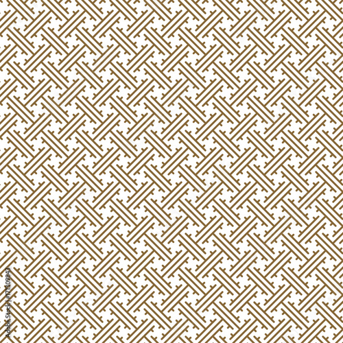 Oriental geometric traditional seamless vector pattern. Eastern cultures gold and white lines tileable fabric basic texture.