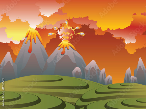 Cartoon Volcano Eruption