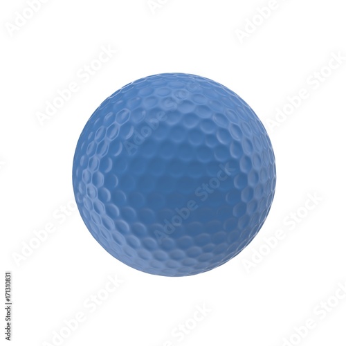 Blue Golf Ball on white. 3D illustration