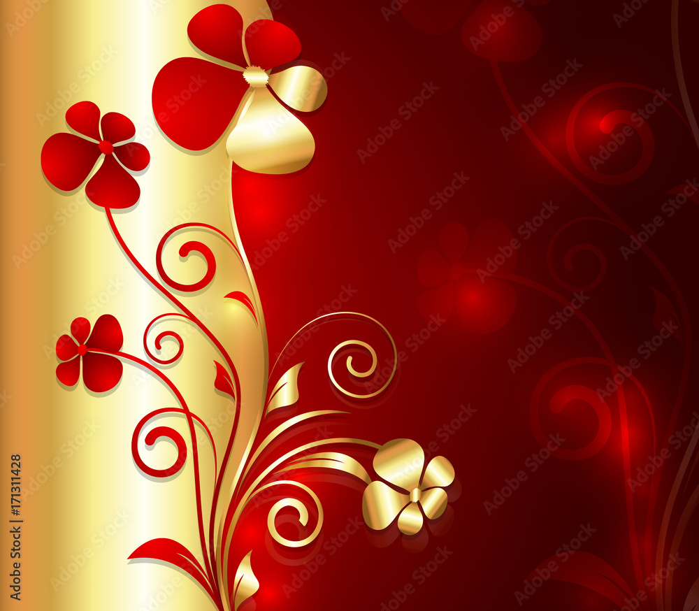 Decorative Golden Flowers Vector Background Decorative Golden Flowers Vector Background