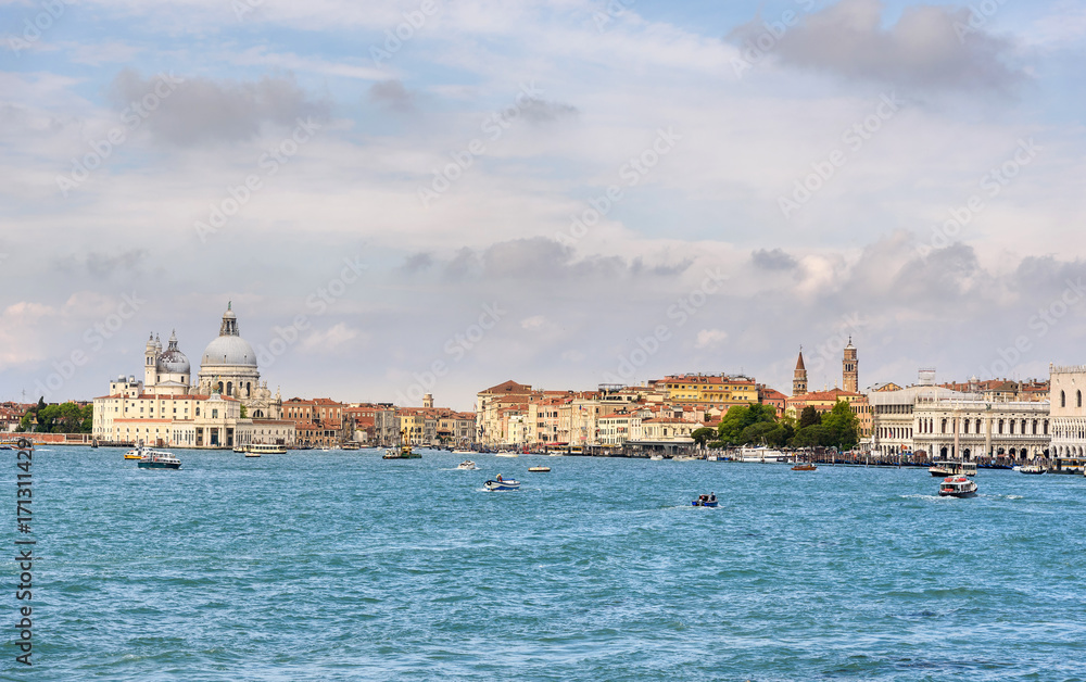 panoramic view of Venice, italy with Basilica of Santa Maria della Salute