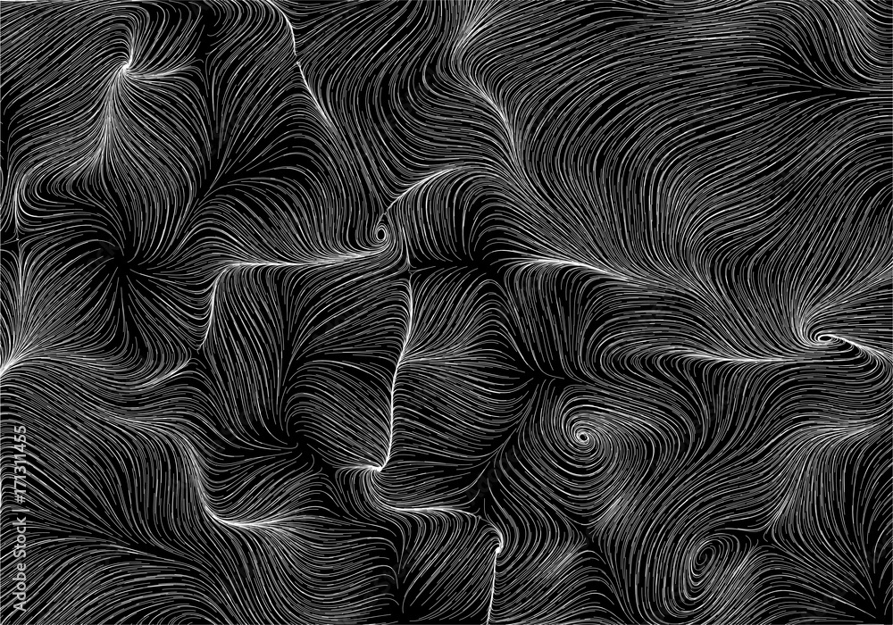 Abstract Vector Curl Noise Background, Flowing Curly Lines