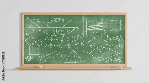 3D render of a blackboard with mathematical formula