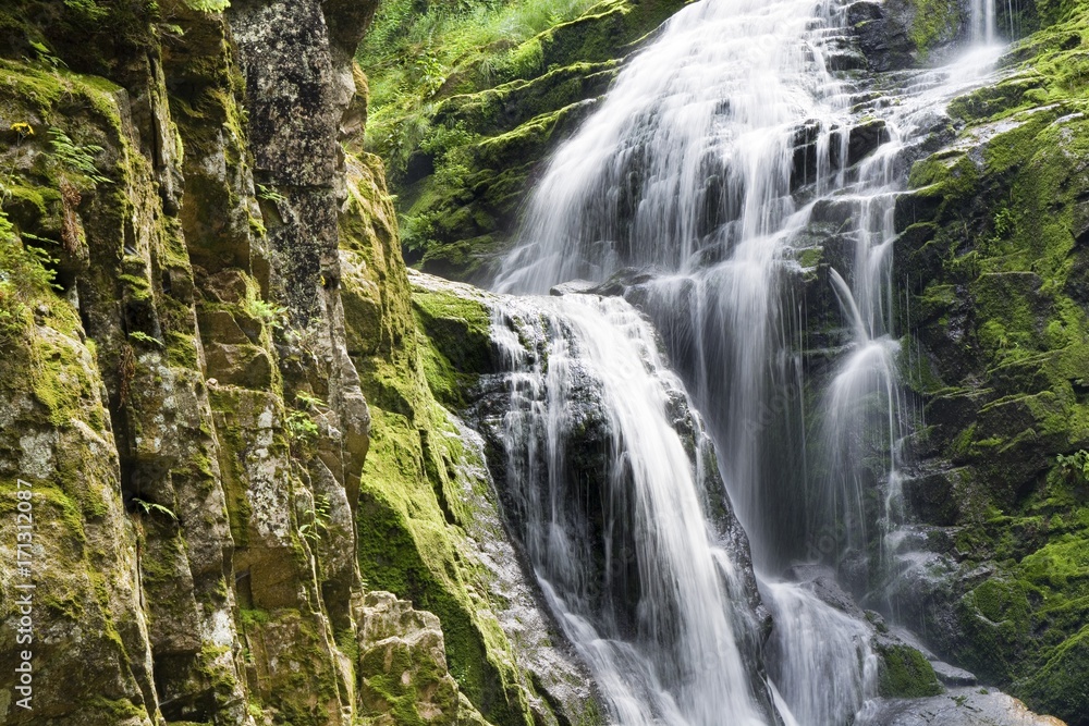 Long time exposure of Kamienczyk waterfall in Karkonosze Mountains, Poland