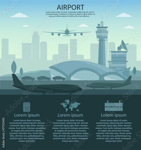 Airport and transportation airplane infographics objects