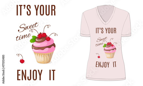 sweet time with cupcake and cherry  mockup