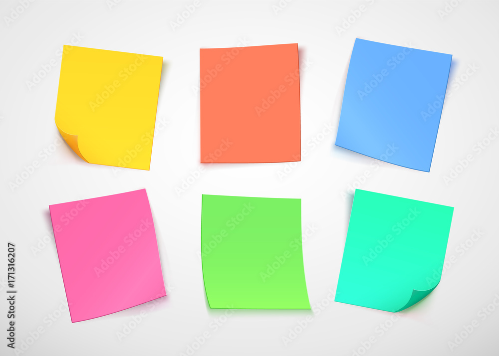 Multicolor paper notes. Post it note. Multicolor paper notes. Post it note.