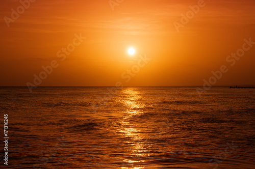 Sunset on the coast of the Caribbean Sea. Dominican sunset. © Yarkovoy