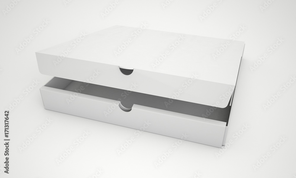 Naklejka premium 3D rendering Mock up pizza box packaging template.