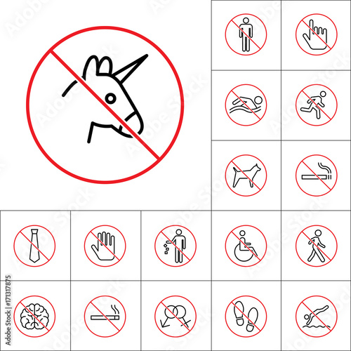 thin line no smoking sign, human prohibition signs