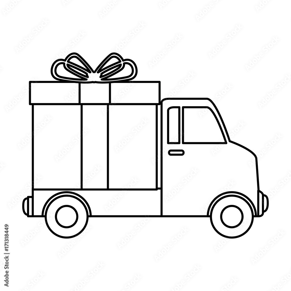 delivery truck with gift delivery truck with gift