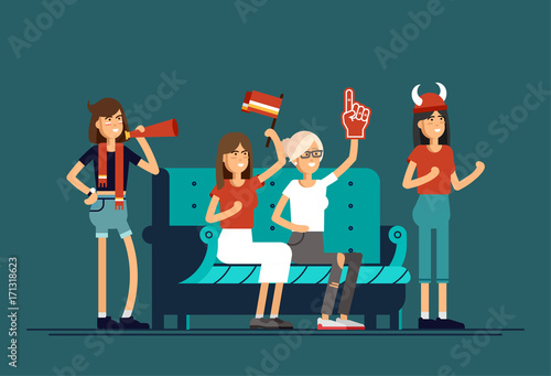 composition people with flags make up vector illustration