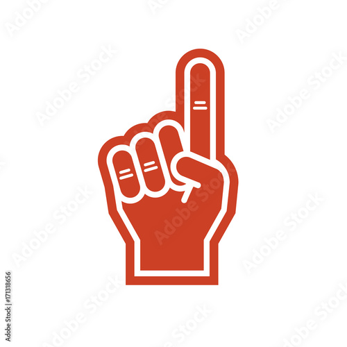Illustration of a foam finger in six colors.